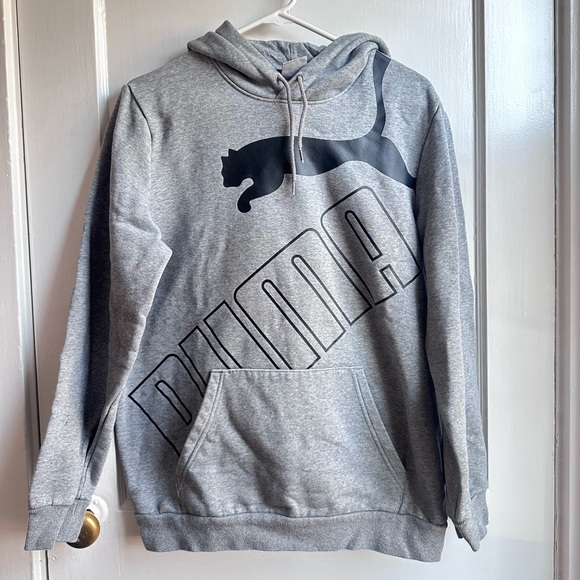 PUMA Men's Gray Hoodie with Black Logo - Picture 1 of 4